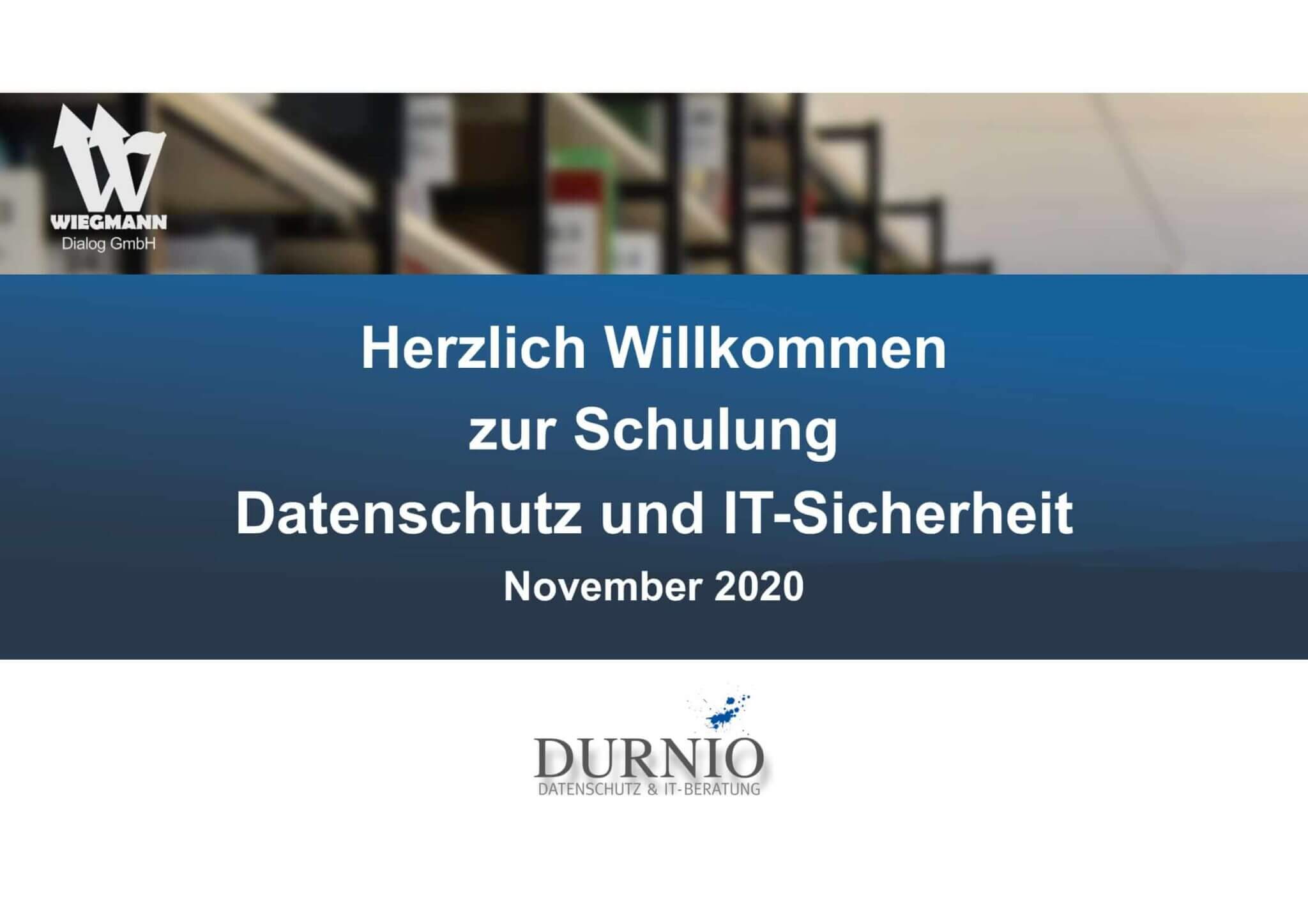 November 2020 Schulung zum Thema Datenschutz und IT-Sicherheit